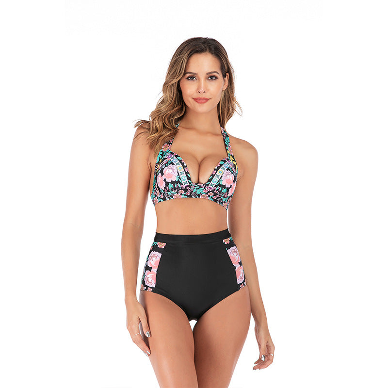 Damen Hochtaillierter Bikini mit tiefem Ausschnitt und trendigem Tiermuster Echo Archiv