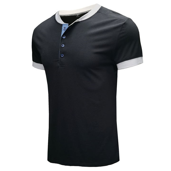 Herren modisches Henley Shirt mit kontrastierendem Kragen und Knopfleiste Echoarchiv