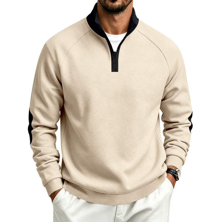 Herren Halbzip-Pullover mit Stehkragen und Ellbogen-Patches Echoarchiv