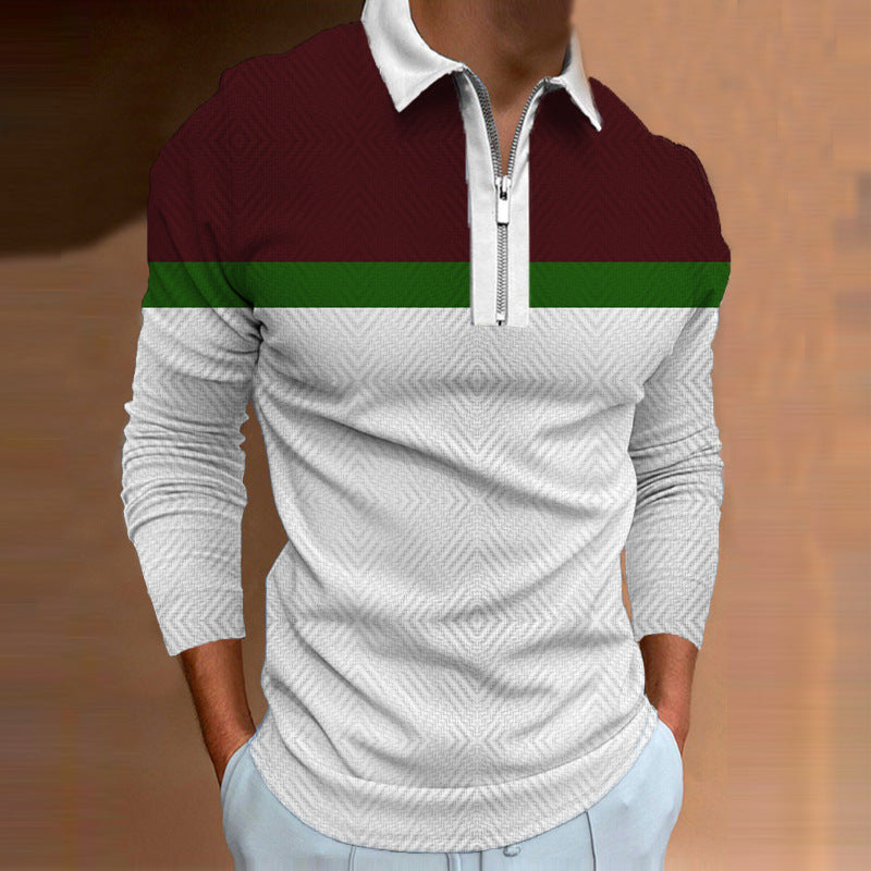 Herren Langarm Poloshirt mit sportlichem Reißverschluss und modernen Akzenten Echoarchiv