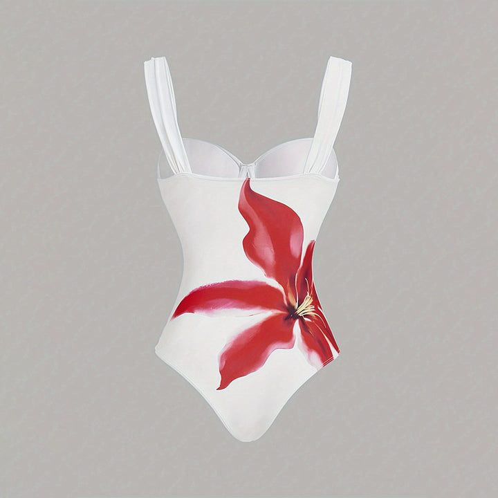 Damen Eleganter Wickel-Badeanzug mit floralem Design Echo Archiv