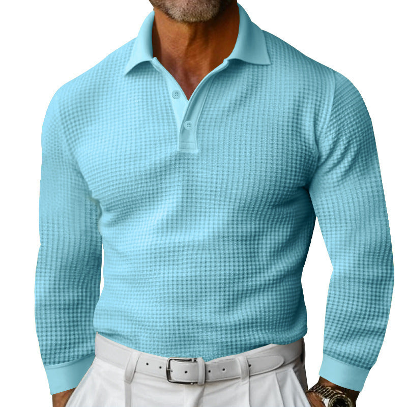 Herren modisches langärmliges Polohemd mit strukturiertem Design Echoarchiv