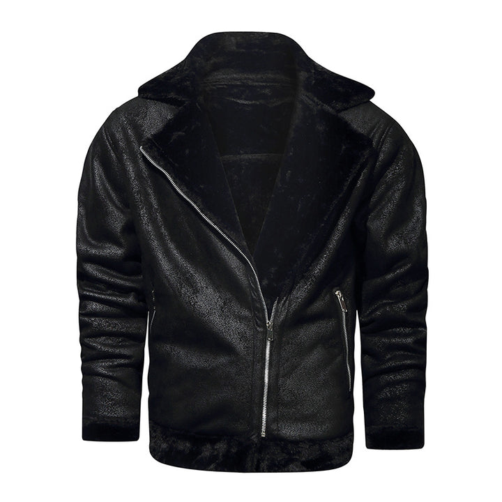 Herren Bikerjacke aus Lederimitat mit Teddyfutter Echoarchiv