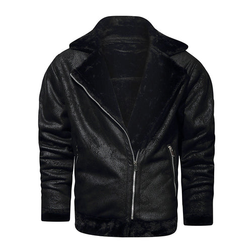 Herren Bikerjacke aus Lederimitat mit Teddyfutter Echoarchiv