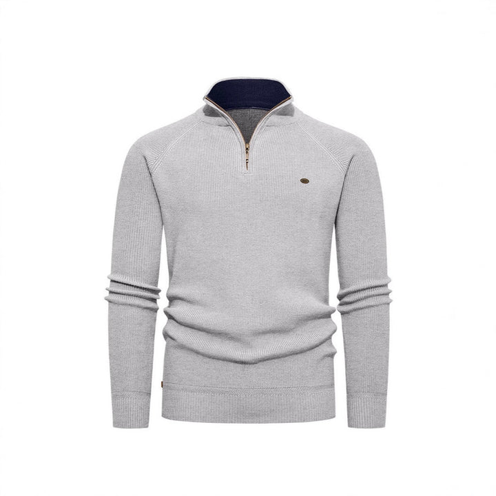 Herren Strickpullover mit Stehkragen und Reißverschluss Echoarchiv