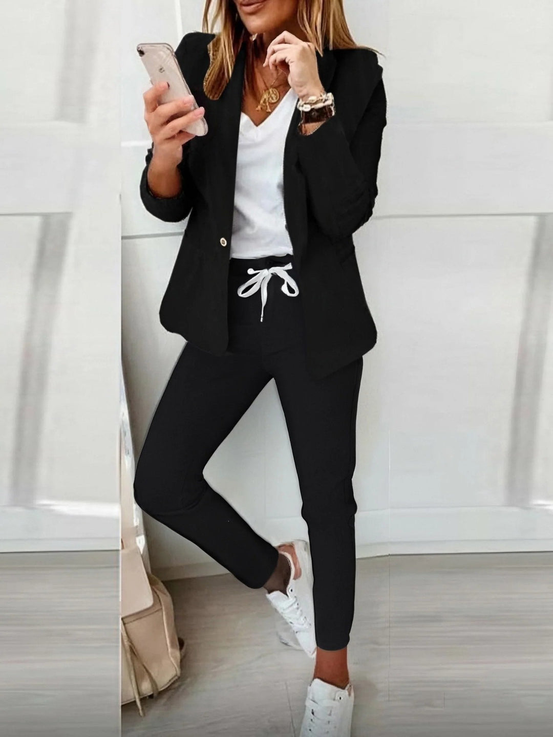 Damen Elegantes Blazer-Set mit bequemen Jogginghose Echo Archiv