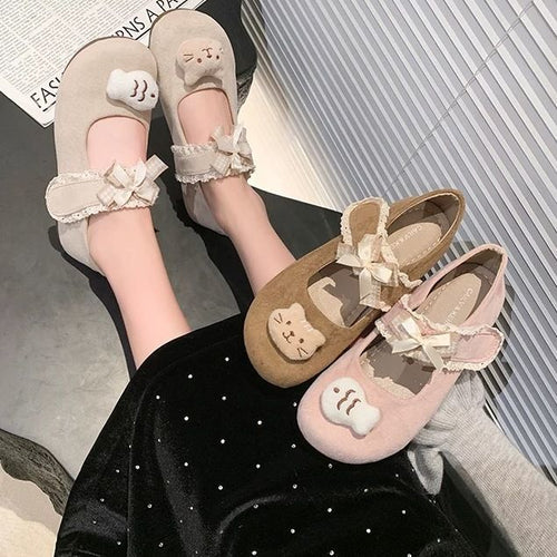 Damen Verspielte Mary-Jane-Ballerinas mit Plüsch‑Applikation und Klettverschluss – Avérine