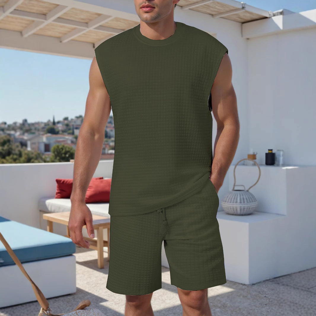Herren lässiges Kurzarm-Set aus atmungsaktivem Strukturmaterial Echoarchiv