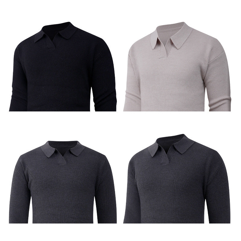 Herren Strickpullover mit klassischem Kragen und strukturierter Optik Echoarchiv