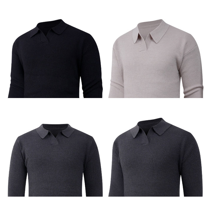 Herren Strickpullover mit klassischem Kragen und strukturierter Optik Echoarchiv
