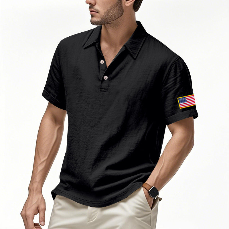 Herren Poloshirt mit strukturiertem Design und Kontrastknopf Echoarchiv