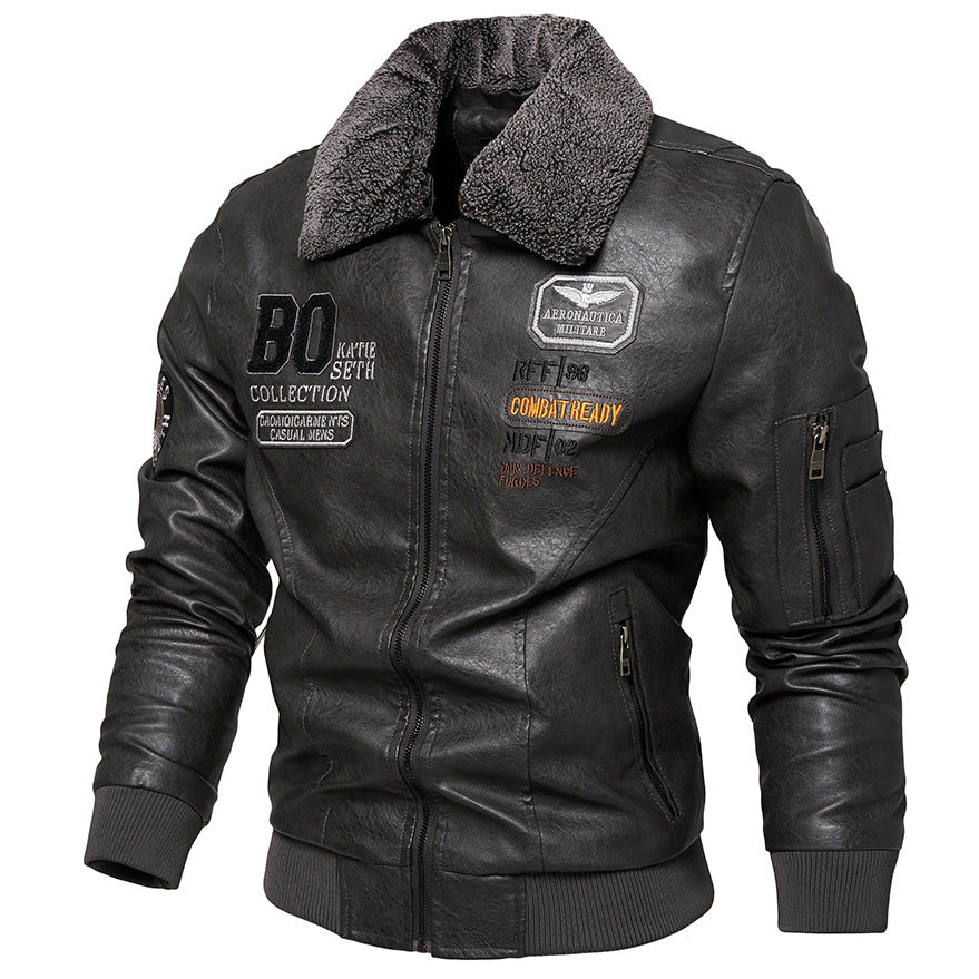 Herren Kunstlederjacke mit gefüttertem Kragen Echo Archiv