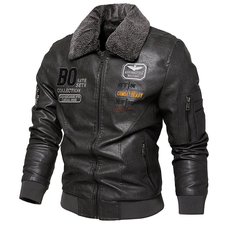 Herren Kunstlederjacke mit gefüttertem Kragen Echo Archiv