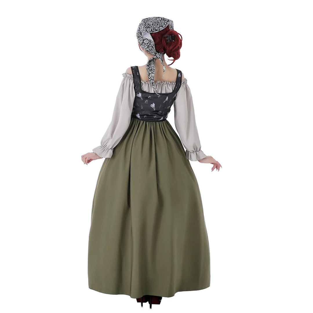 Damen Vintage Festkleid mit romantischen Rüschendetails und Puffärmeln Echo Archiv