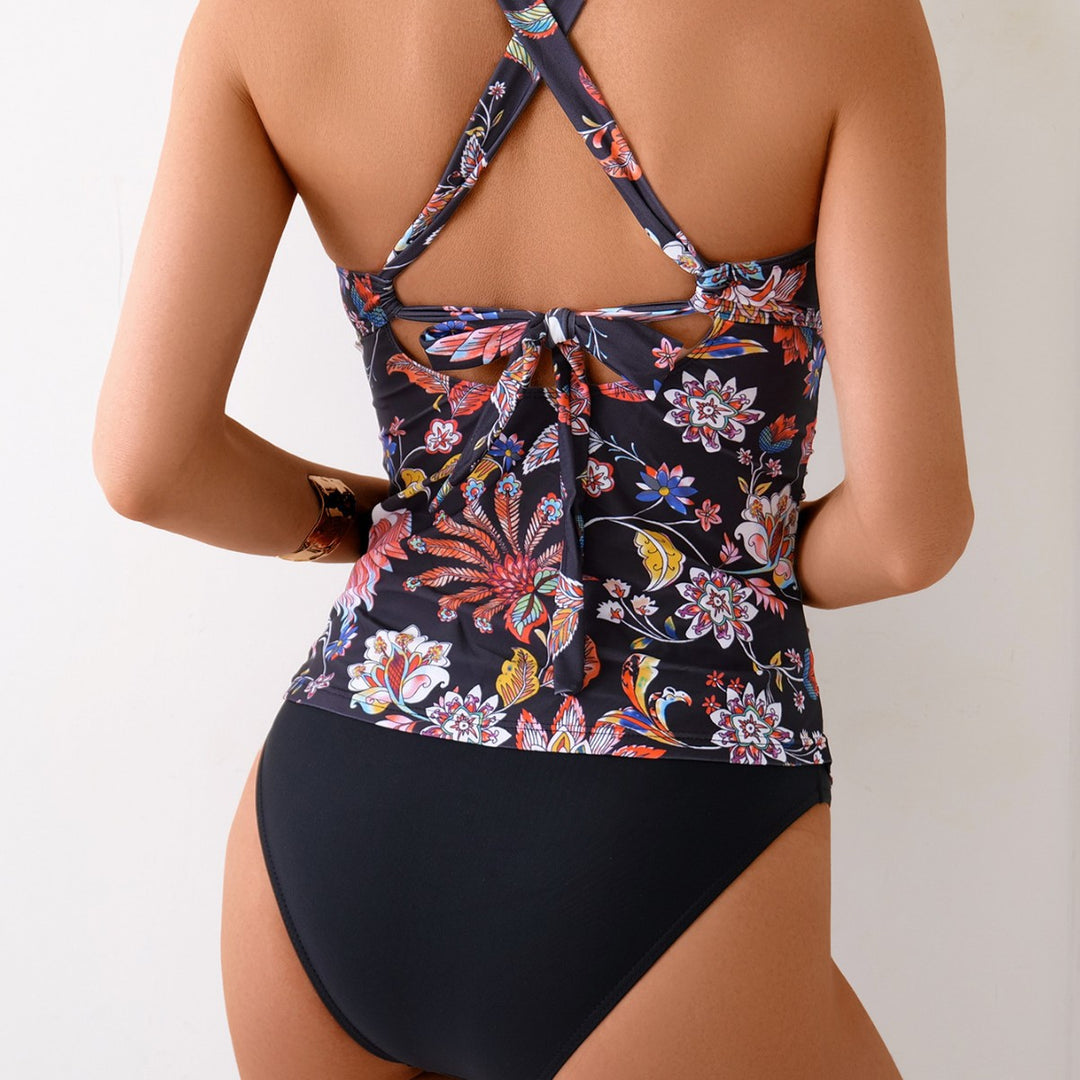 Damen Tankini-Set mit floralem Oberteil und hoch geschnittenen Höschen Echo Archiv