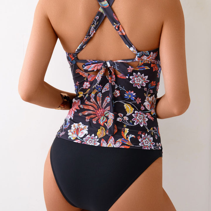 Damen Tankini-Set mit floralem Oberteil und hoch geschnittenen Höschen Echo Archiv