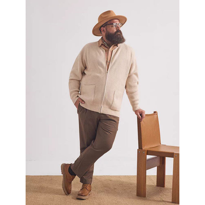 Unisex Oversized Boxy-Strickjacke mit verdecktem Reißverschluss und breiter Rippenstruktur Echoarchiv