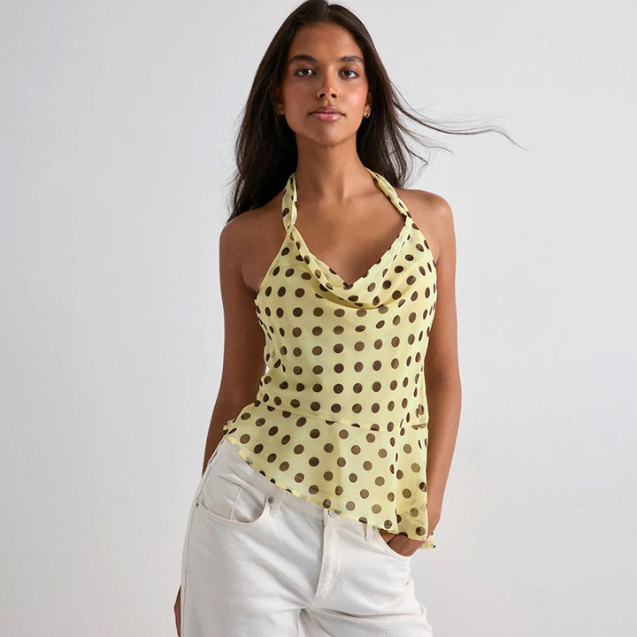 Damen Hängerchen-Top mit verspieltem Polka-Dots-Muster und voluminösem Saum Echo Archiv
