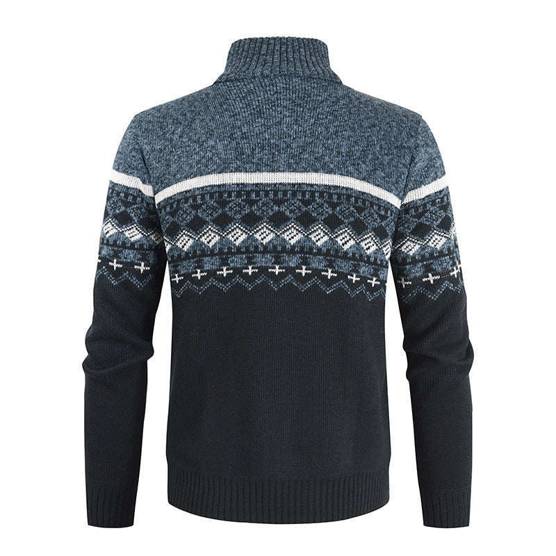 Herren modische Strickjacke mit hohem Kragen und grafischem Muster Echoarchiv