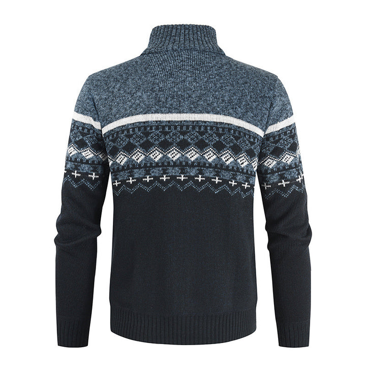 Herren modische Strickjacke mit hohem Kragen und grafischem Muster Echoarchiv