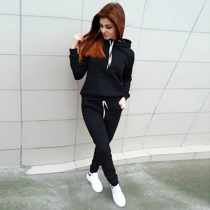 Damen Hausanzug-Set aus weichem Fleece mit Kapuzenpullover und Jogginghose – Auréline