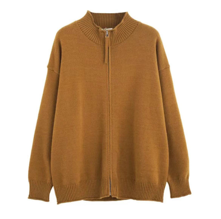 Damen Freizeit Strickjacke mit hohem Kragen und Reißverschluss Echoarchiv