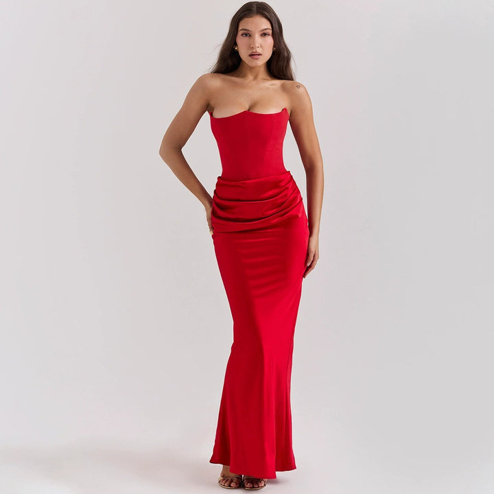 Damen nan trägerloses Korsagen-Abendkleid mit konturierter Miederkonstruktion und eleganter Hüftdrapierung Echo Archiv