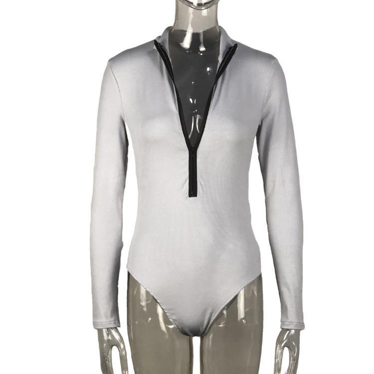Damen Langärmeliger Body mit durchgehendem Reißverschluss Echo Archiv
