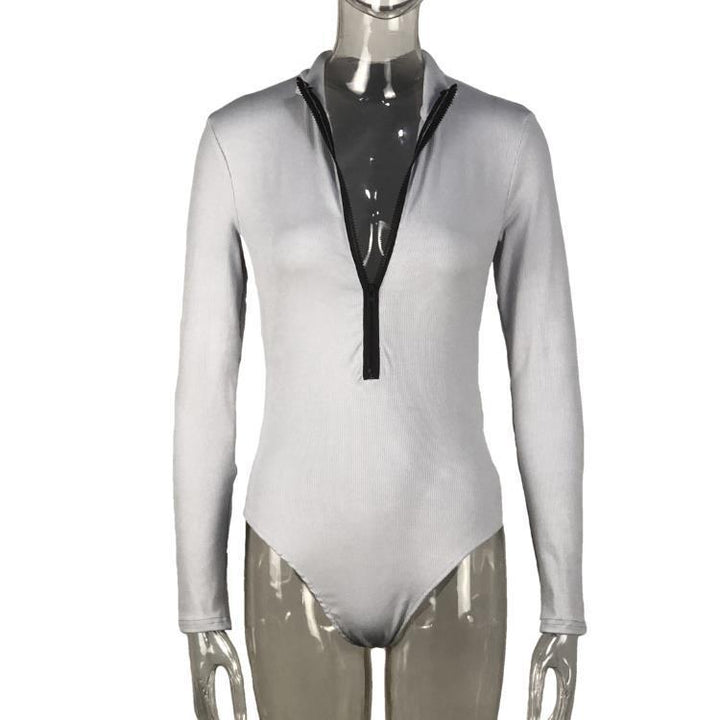 Damen Langärmeliger Body mit durchgehendem Reißverschluss Echo Archiv