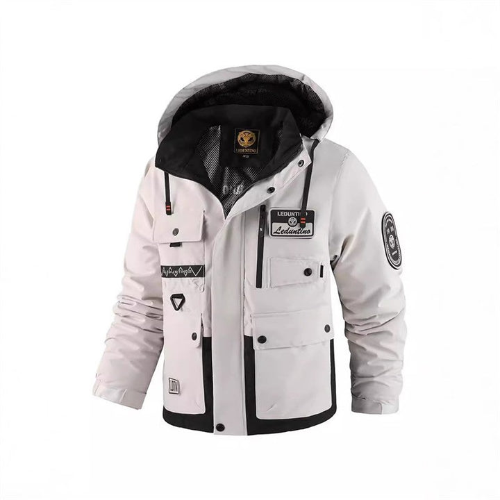 Herren Urbaner Multifunktions-Outdoorparka mit Kapuze, wasserabweisender Softshell und Multifachtaschen – Taviero