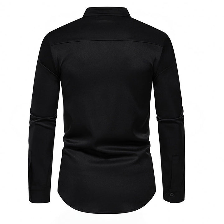 Herren Langarmhemd mit asymmetrischem Knopfdesign Echoarchiv