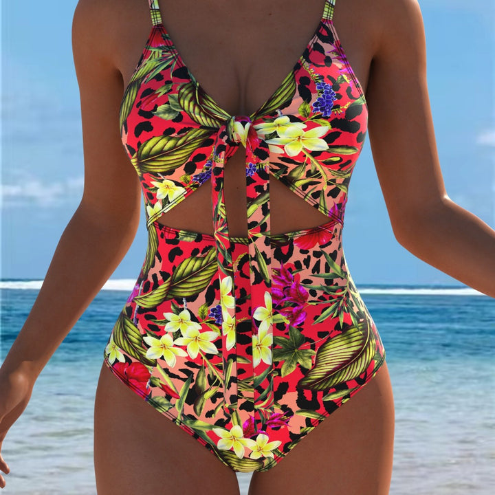 Damen Einteiler Badeanzug mit verführerischem Wickeldetail und floralem Design Echo Archiv