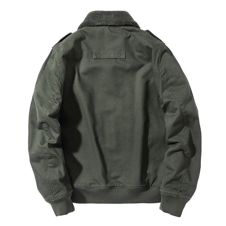 Herren Bomber-Fieldjacke mit durchgehendem Sherpa-Futter, Schulterklappen und verdecktem Zwei-Wege-Reißverschluss – Brevano