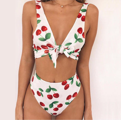 Damen Hoch tailliertes Bikini-Set mit verspieltem Knoten-Detail Echo Archiv