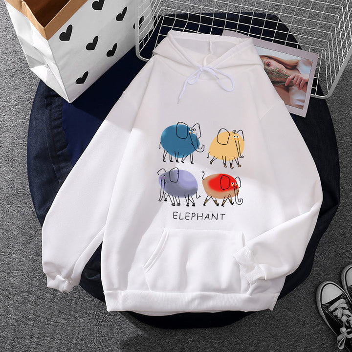 Damen Kapuzenpullover mit minimalistischer Grafik, lockerer Oversize-Passform und Kängurutasche – Auréline