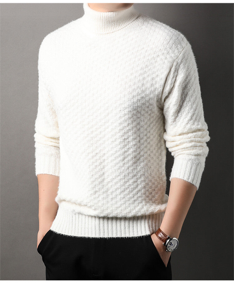 Herren Strickpullover mit hohem Kragen und strukturiertem Design Echoarchiv
