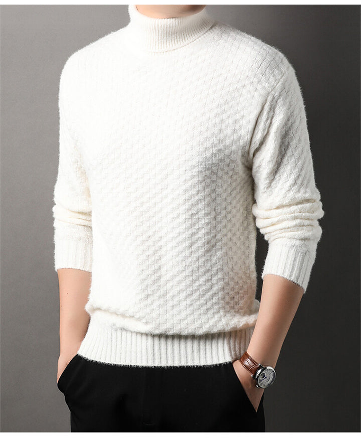 Herren Strickpullover mit hohem Kragen und strukturiertem Design Echoarchiv