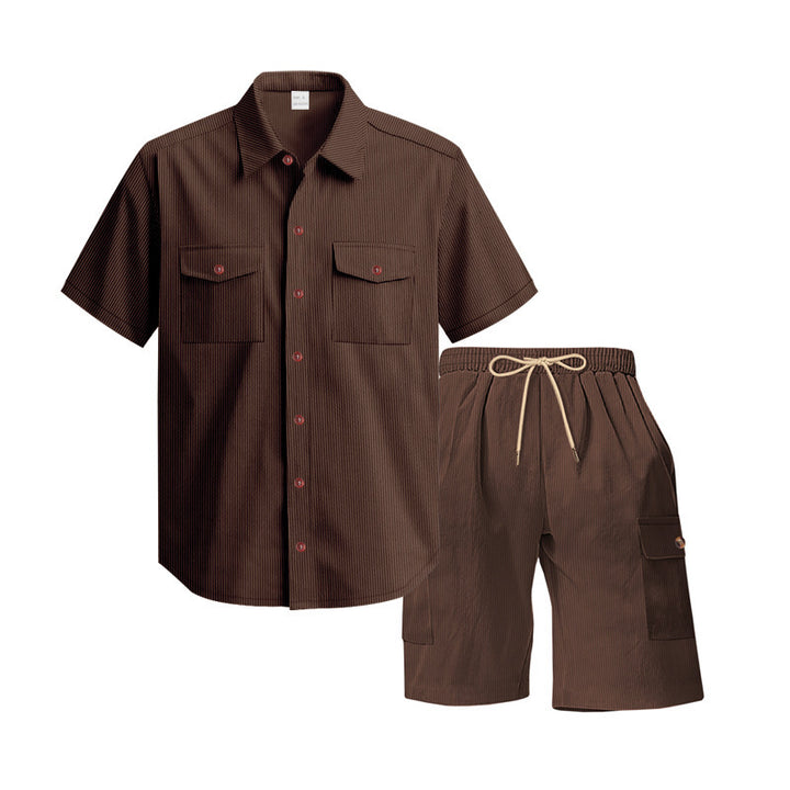 Herren lässiges Kurzarmhemd mit Cargo-Shorts Set Echoarchiv