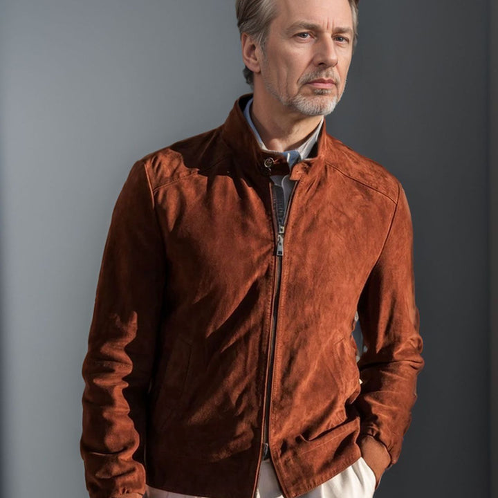 Herren Elegante und lässige Wildlederjacke Echoarchiv