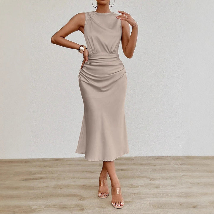 Damen Elegantes Midi-Kleid mit taillierter Passform und raffinierter Raffung – Élara