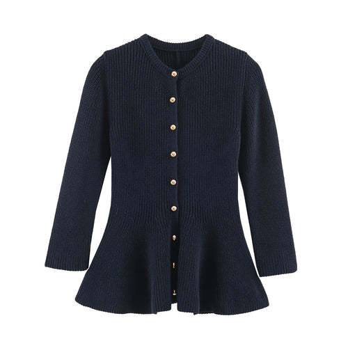 Damen Feinstrick-Cardigan mit taillierter Peplum‑Silhouette Echoarchiv