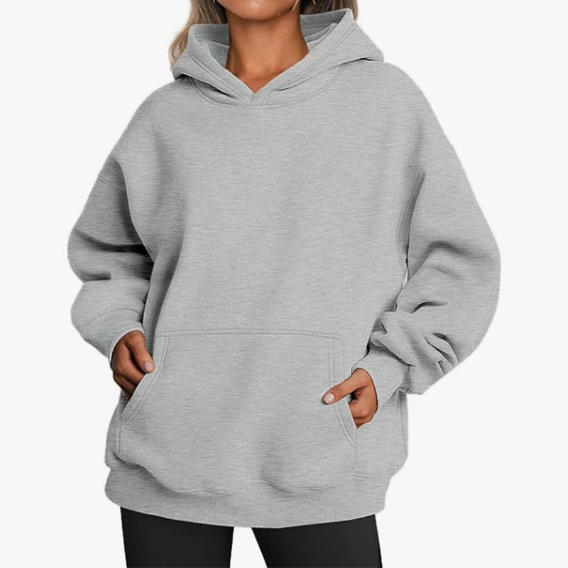 Damen nan Oversize-Kapuzenpullover mit verlängertem Rückenteil, innen angerautem Fleece und Kängurutasche Echo Archiv