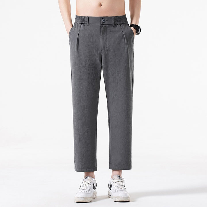 Herren Cropped-Hose mit weitem Bein, halb-elastischem Bund und Bügelfalte Echo Archiv