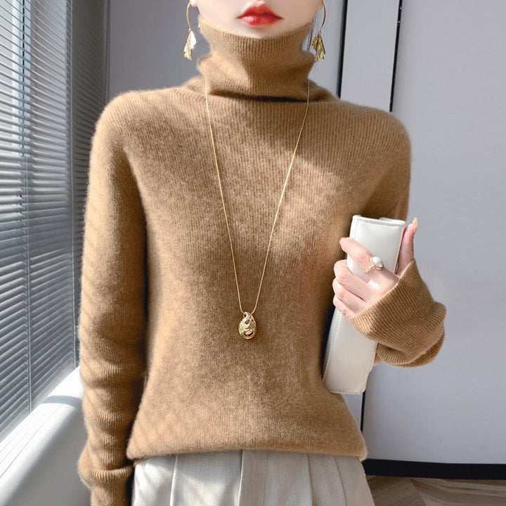 Damen Kurz geschnittener Rollkragenpullover aus weichem Kaschmir-Blend mit schmaler Silhouette Echoarchiv