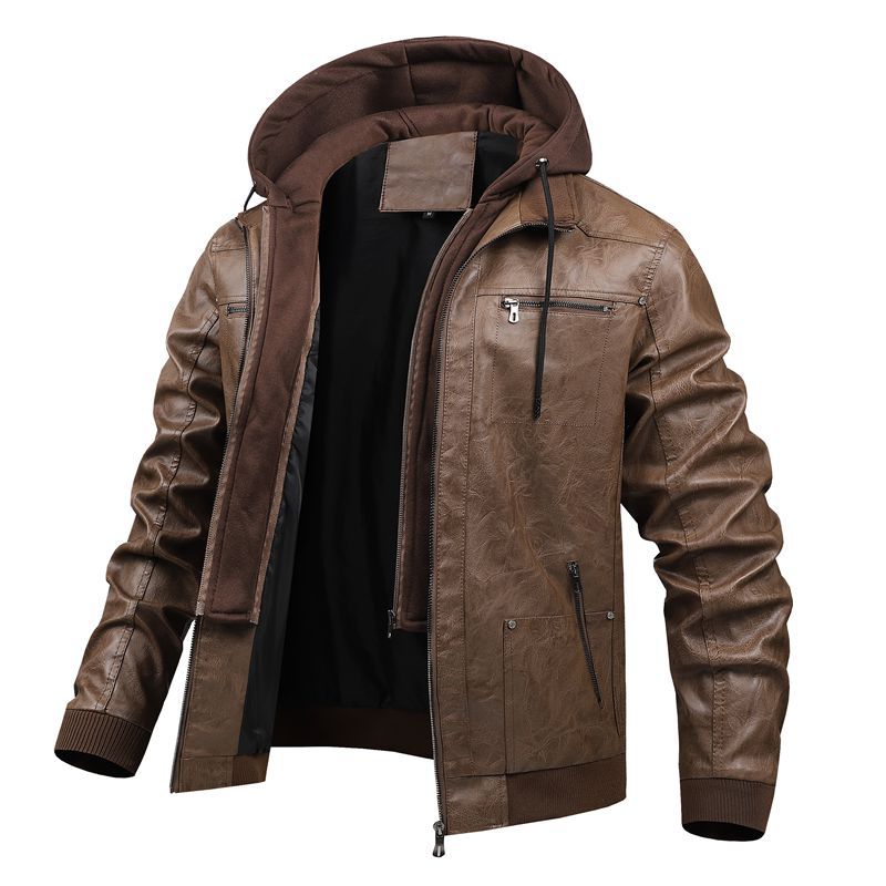Herren Multifunktionale Lederjacke mit Kapuze Echo Archiv