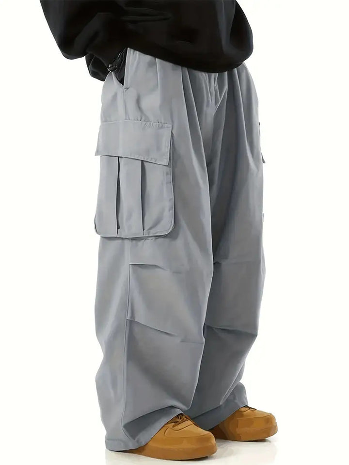 Herren Weite Utility-Cargohose mit übergroßen Klappentaschen & elastischem Tunnelzugbund Echo Archiv