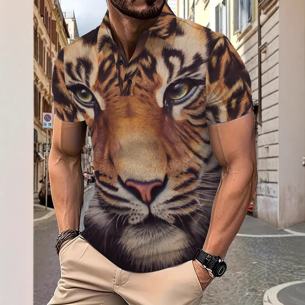 Herren Poloshirt mit eindrucksvollem Tiermotiv Echoarchiv