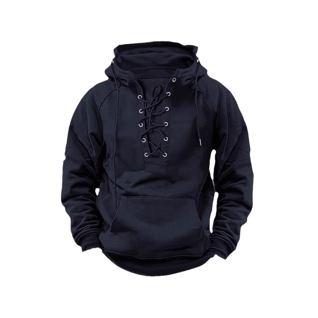 Herren Kapuzenpullover mit innovativem Schnürdesign und weichem Innenfutter Echoarchiv