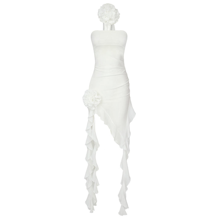 Damen Raffiniertes Maxi-Kleid mit asymmetrischem Rock und floralen Applikationen Echo Archiv