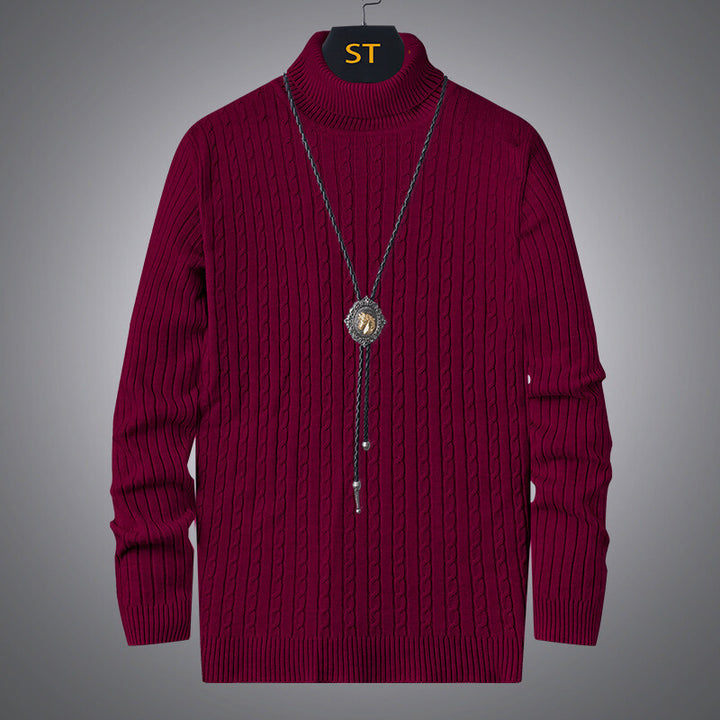 Herren Rollkragenpullover mit strukturiertem Zopfmuster Echoarchiv